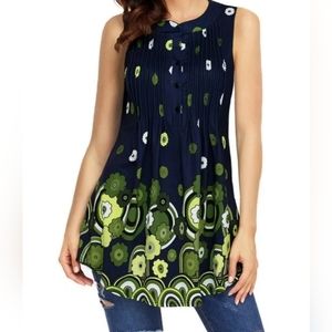 NWOT Navy blue and green tank top Size S